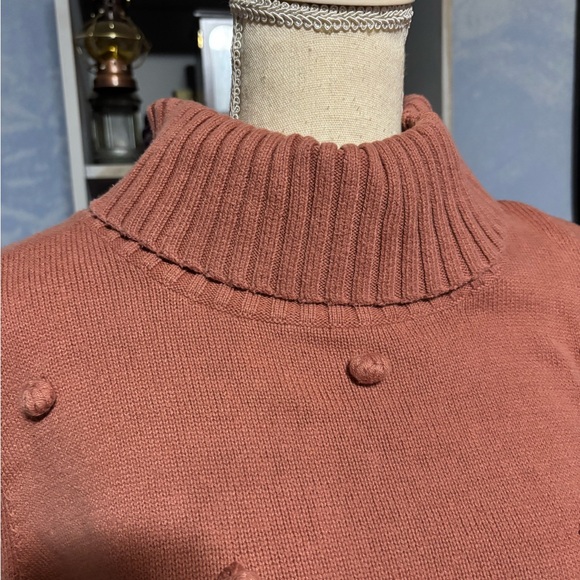 Roolee Burnt Orange Knit Vest with Pom-Poms Vintage turtleneck sleeveless xl - Picture 4 of 11